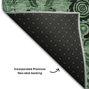HomeRoots 9' X 12' Elegant Green & Charcoal Medallion Washable Area Rug with UV Protection for Any Space 667740