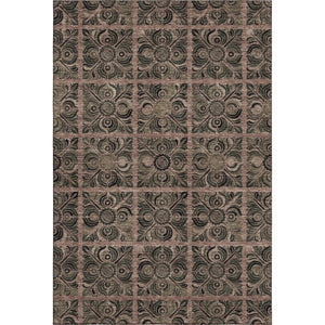 HomeRoots 8' X 10' Stylish Rust and Charcoal Medallion Area Rug – Washable, UV Protected, Stain Resistant! 667745