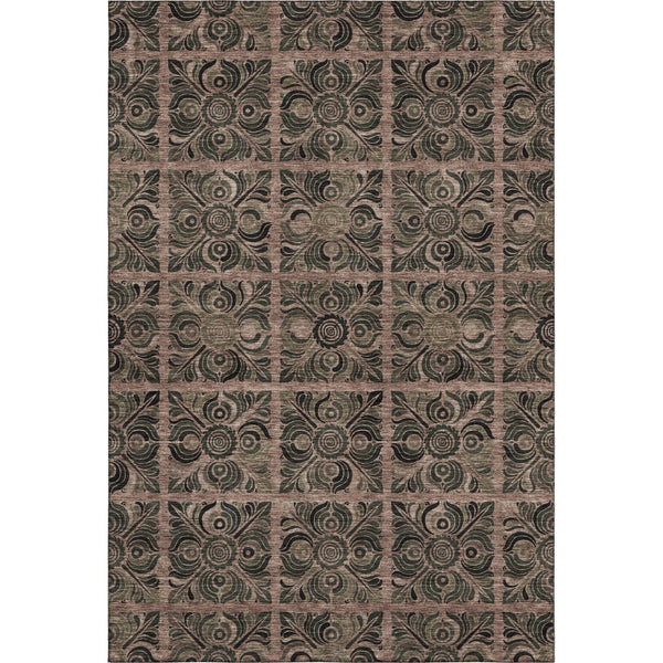 HomeRoots 8' X 10' Stylish Rust and Charcoal Medallion Area Rug – Washable, UV Protected, Stain Resistant! 667745