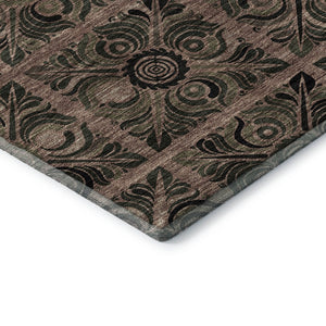 HomeRoots 8' X 10' Stylish Rust and Charcoal Medallion Area Rug – Washable, UV Protected, Stain Resistant! 667745