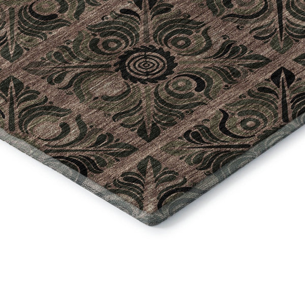 HomeRoots 8' X 10' Stylish Rust and Charcoal Medallion Area Rug – Washable, UV Protected, Stain Resistant! 667745
