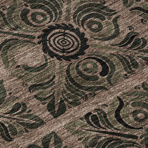 HomeRoots 8' X 10' Stylish Rust and Charcoal Medallion Area Rug – Washable, UV Protected, Stain Resistant! 667745