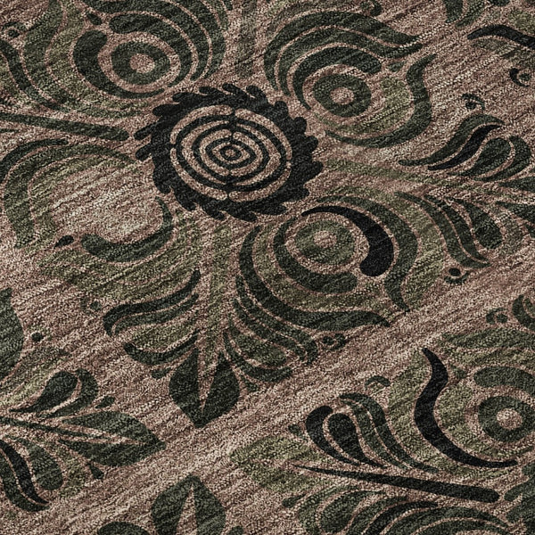 HomeRoots 8' X 10' Stylish Rust and Charcoal Medallion Area Rug – Washable, UV Protected, Stain Resistant! 667745