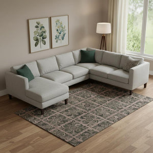 HomeRoots 8' X 10' Stylish Rust and Charcoal Medallion Area Rug – Washable, UV Protected, Stain Resistant! 667745
