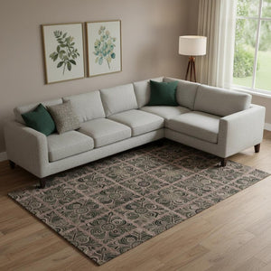 HomeRoots 9' X 12' Washable Medallion Area Rug in Rust & Charcoal – Durable, Stylish, UV Protection Ideal for Homes 667746