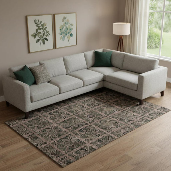 HomeRoots 9' X 12' Washable Medallion Area Rug in Rust & Charcoal – Durable, Stylish, UV Protection Ideal for Homes 667746