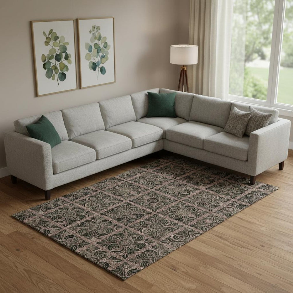 HomeRoots 10' X 14' Washable Rust & Charcoal Medallion Area Rug - UV Protected, Stain-Resistant & Durable! 667747