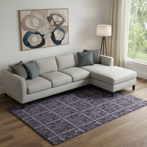 HomeRoots 8' X 10' Stylish Purple & Charcoal Medallion Area Rug - Washable, Stain Resistant, UV Protected! 667751
