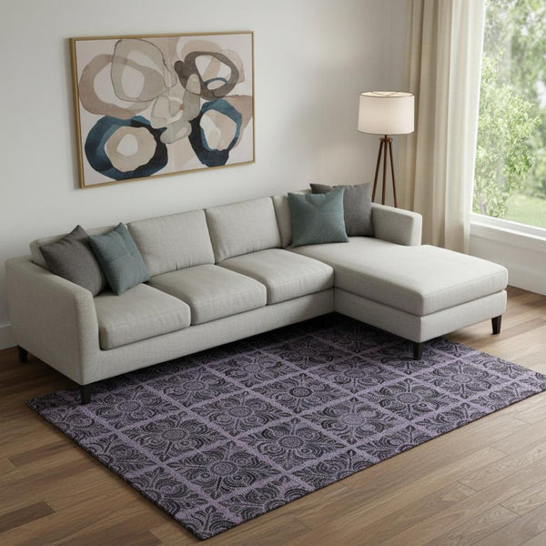HomeRoots 8' X 10' Stylish Purple & Charcoal Medallion Area Rug - Washable, Stain Resistant, UV Protected! 667751