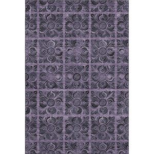 HomeRoots 10' X 14' Purple and Charcoal Medallion Area Rug - Washable, UV Protected & Perfect for Busy Homes 667753