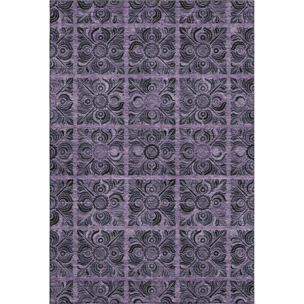 HomeRoots 10' X 14' Purple and Charcoal Medallion Area Rug - Washable, UV Protected & Perfect for Busy Homes 667753