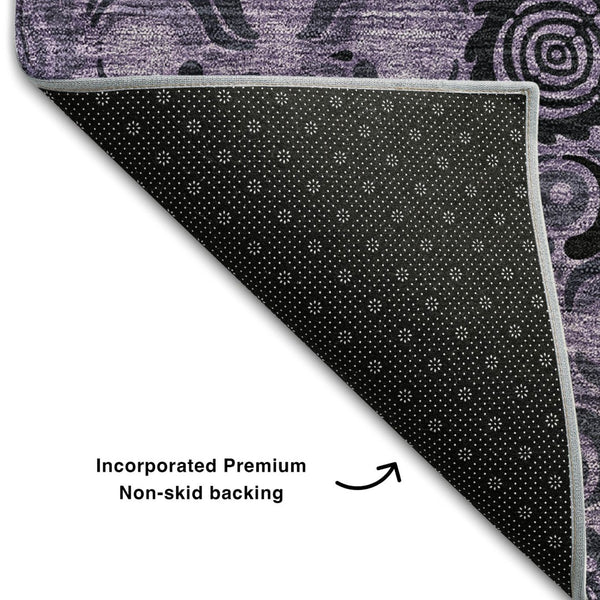 HomeRoots 10' X 14' Purple and Charcoal Medallion Area Rug - Washable, UV Protected & Perfect for Busy Homes 667753