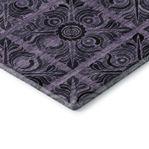 HomeRoots 10' X 14' Purple and Charcoal Medallion Area Rug - Washable, UV Protected & Perfect for Busy Homes 667753