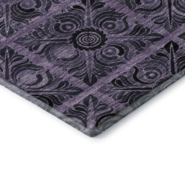 HomeRoots 10' X 14' Purple and Charcoal Medallion Area Rug - Washable, UV Protected & Perfect for Busy Homes 667753