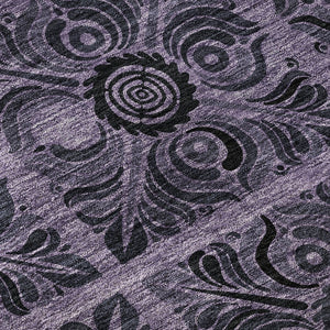 HomeRoots 10' X 14' Purple and Charcoal Medallion Area Rug - Washable, UV Protected & Perfect for Busy Homes 667753