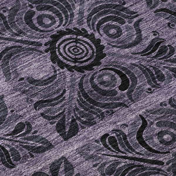 HomeRoots 10' X 14' Purple and Charcoal Medallion Area Rug - Washable, UV Protected & Perfect for Busy Homes 667753