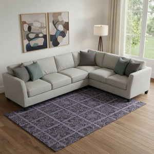 HomeRoots 10' X 14' Purple and Charcoal Medallion Area Rug - Washable, UV Protected & Perfect for Busy Homes 667753