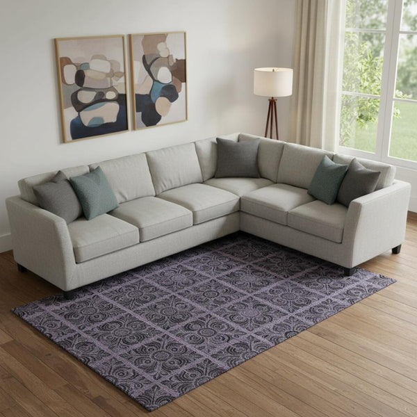 HomeRoots 10' X 14' Purple and Charcoal Medallion Area Rug - Washable, UV Protected & Perfect for Busy Homes 667753