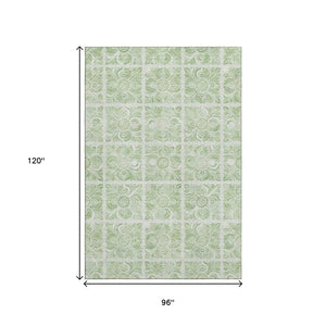 HomeRoots 8' X 10' Artichoke Green Medallion Area Rug - Washable, UV Protected, Durable for Busy Homes! 667757