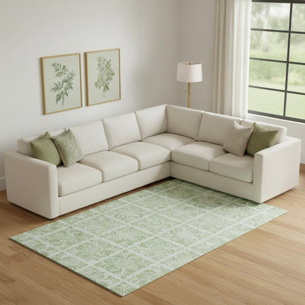 HomeRoots 8' X 10' Artichoke Green Medallion Area Rug - Washable, UV Protected, Durable for Busy Homes! 667757