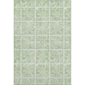 HomeRoots 9' X 12' Artichoke Green & Ivory Medallion Area Rug - Washable, Stain-Resistant, UV Protected Design 667758
