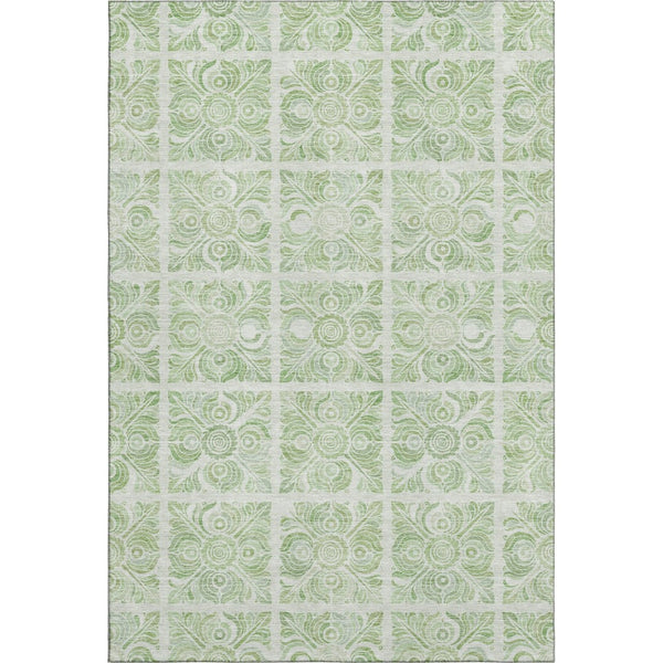 HomeRoots 9' X 12' Artichoke Green & Ivory Medallion Area Rug - Washable, Stain-Resistant, UV Protected Design 667758