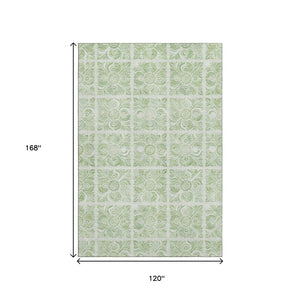 HomeRoots 10' Artichoke Green & Ivory Medallion Washable Area Rug - UV Protected, Stain Resistant, Durable Design 667759