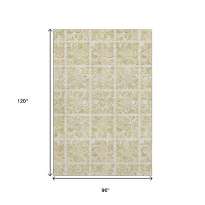 HomeRoots 8' X 10' Beige And Tan Medallion Area Rug - Durable, Stain Resistant, UV Protected for Busy Homes 667763