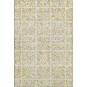 HomeRoots 8' X 10' Beige And Tan Medallion Area Rug - Durable, Stain Resistant, UV Protected for Busy Homes 667763