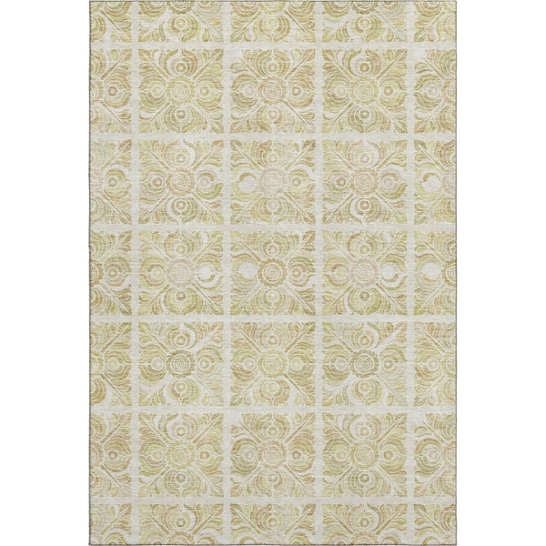 HomeRoots 8' X 10' Beige And Tan Medallion Area Rug - Durable, Stain Resistant, UV Protected for Busy Homes 667763