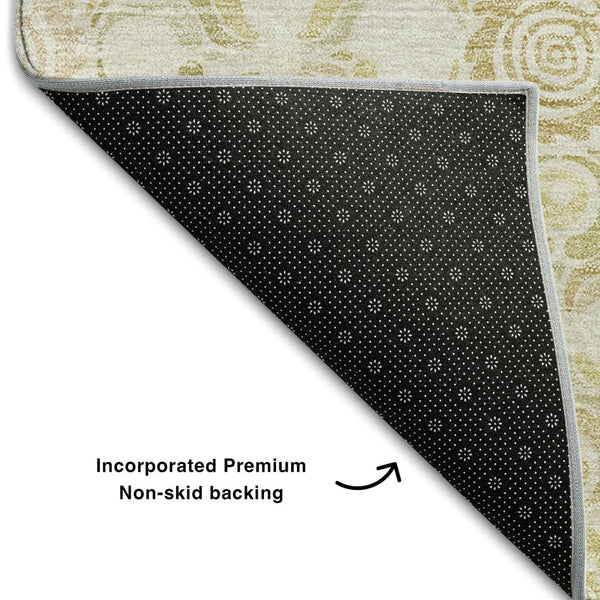 HomeRoots 8' X 10' Beige And Tan Medallion Area Rug - Durable, Stain Resistant, UV Protected for Busy Homes 667763