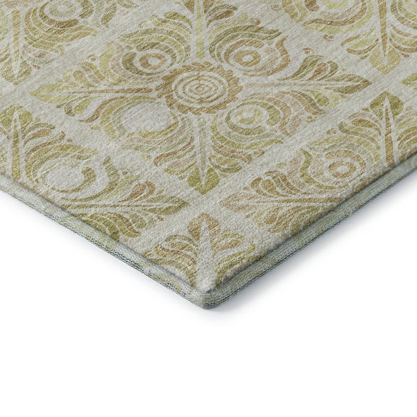 HomeRoots 8' X 10' Beige And Tan Medallion Area Rug - Durable, Stain Resistant, UV Protected for Busy Homes 667763