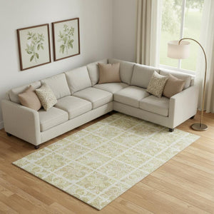 HomeRoots 8' X 10' Beige And Tan Medallion Area Rug - Durable, Stain Resistant, UV Protected for Busy Homes 667763