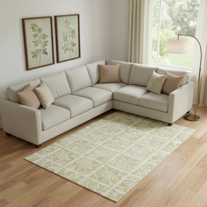 HomeRoots 9' X 12' Beige and Tan Medallion Area Rug - Stylish, Stain-Resistant, UV Protected for Easy Care 667764