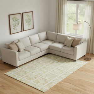 HomeRoots 10' X 14' Beige And Tan Medallion Area Rug - Washable, Stain-Resistant, UV Protected for Homes 667765
