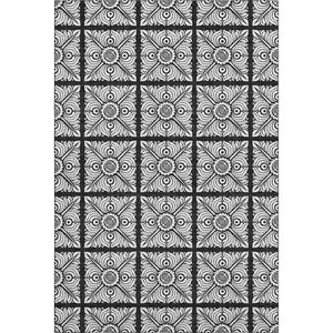 HomeRoots 8' X 10' Black And Ivory Medallion Area Rug - Washable, UV Protected, Durable for Busy Homes! 667769