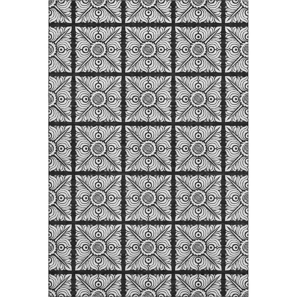 HomeRoots 8' X 10' Black And Ivory Medallion Area Rug - Washable, UV Protected, Durable for Busy Homes! 667769