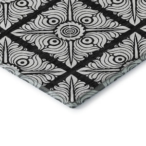 HomeRoots 8' X 10' Black And Ivory Medallion Area Rug - Washable, UV Protected, Durable for Busy Homes! 667769