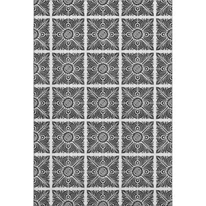 HomeRoots 9' X 12' Ivory and Black Medallion Area Rug - Washable, UV Protected, Ideal for Busy Homes 667776