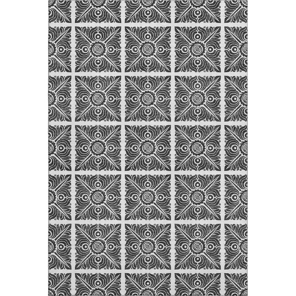 HomeRoots 9' X 12' Ivory and Black Medallion Area Rug - Washable, UV Protected, Ideal for Busy Homes 667776