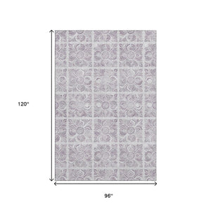 HomeRoots 8' X 10' Elegant Lavender and Ivory Medallion Area Rug - Stain-Resistant, UV Protected, Durable Design 667781