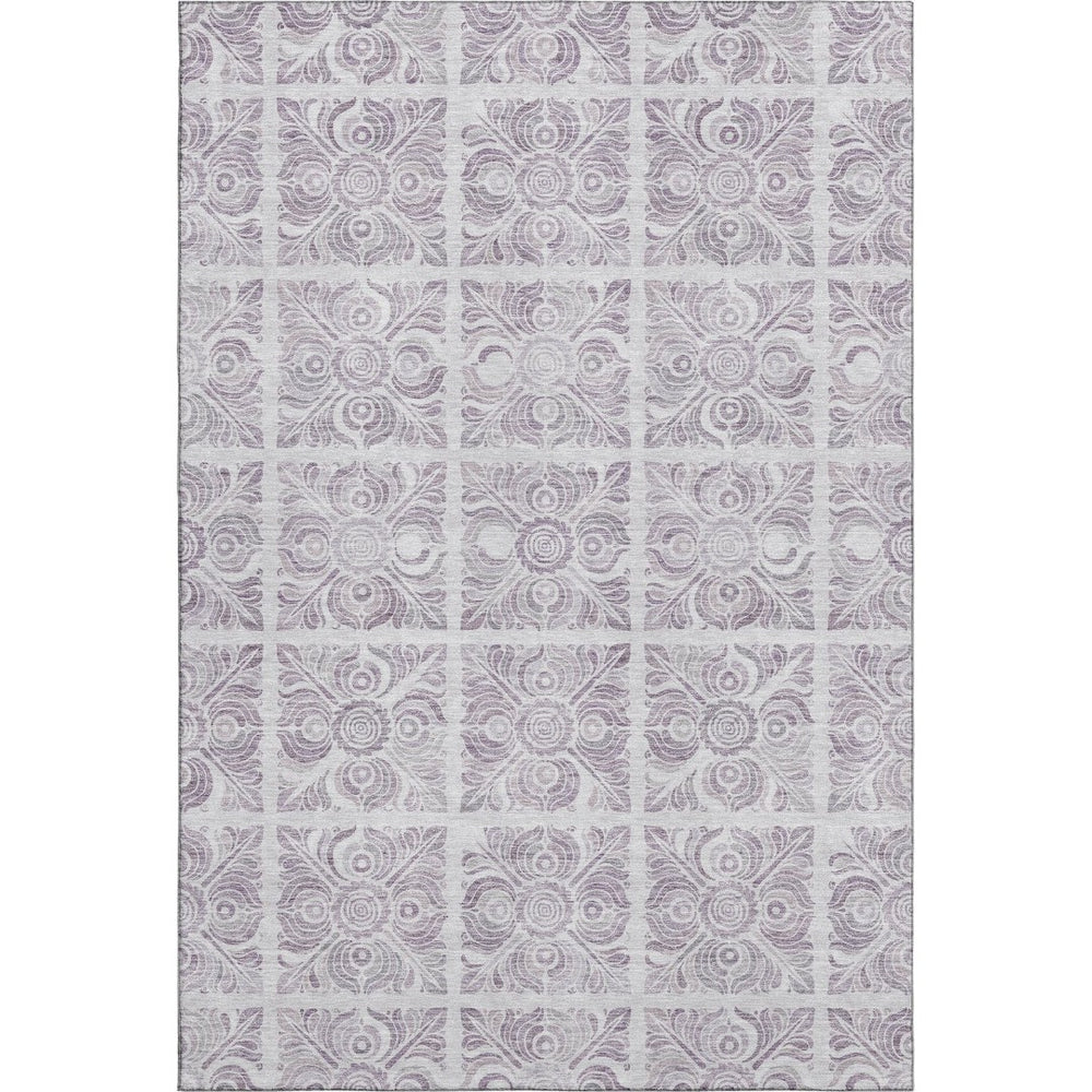 HomeRoots 8' X 10' Elegant Lavender and Ivory Medallion Area Rug - Stain-Resistant, UV Protected, Durable Design 667781