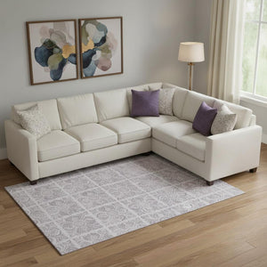 HomeRoots 9' X 12' Elegant Lavender & Ivory Medallion Washable Area Rug with UV Defense for Busy Homes 667782