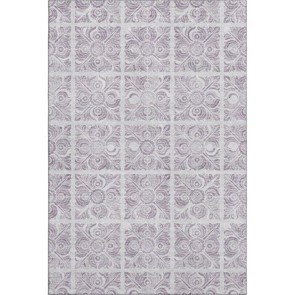 HomeRoots 10' X 14' Elegant Lavender & Ivory Medallion Washable Area Rug with UV Protection & Stain Resistance 667783