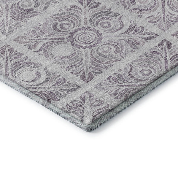 HomeRoots 10' X 14' Elegant Lavender & Ivory Medallion Washable Area Rug with UV Protection & Stain Resistance 667783