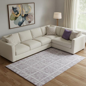 HomeRoots 10' X 14' Elegant Lavender & Ivory Medallion Washable Area Rug with UV Protection & Stain Resistance 667783
