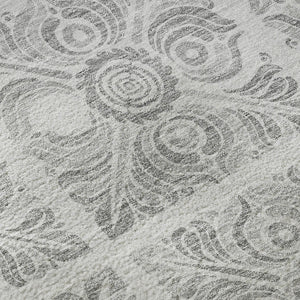 HomeRoots 8' X 10' Silver And Gray Medallion Area Rug – Washable, Stain-Resistant, UV Protected for Busy Homes 667787