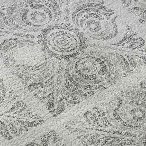 HomeRoots 8' X 10' Silver And Gray Medallion Area Rug – Washable, Stain-Resistant, UV Protected for Busy Homes 667787