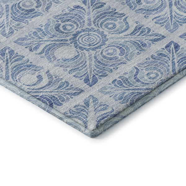 HomeRoots 5' X 8' Sky Blue Medallion Area Rug - Durable, Washable, UV-Protected, Perfect for Family Spaces! 667791