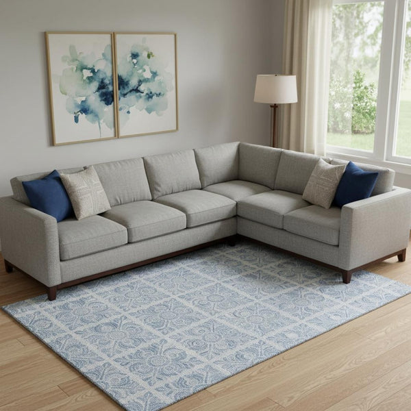 HomeRoots 10' Sky Blue & Denim Blue Medallion Area Rug - Washable, UV Protected, Durable for High-Traffic Spaces 667795